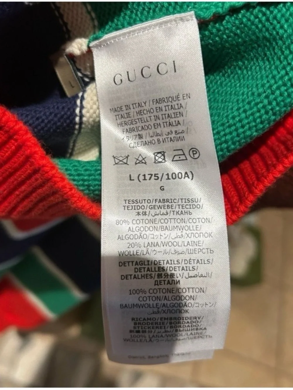 Men's Gucci cotton/wool Cable knit sweater size large made in Italy NWT